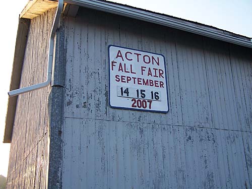 Old building in Prospect Park with Acton Fall Fair dates for 2007