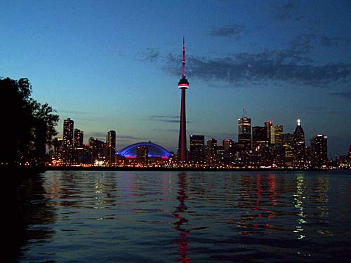 City of Toronto skyline at dusk from Hanlan's Point, Centre Island