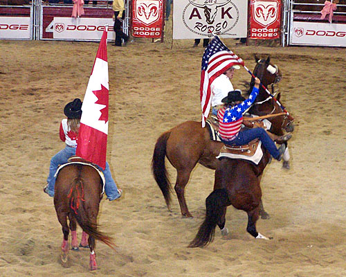 2007 Dodge Rodeo Tour - America shirt falls off her horse