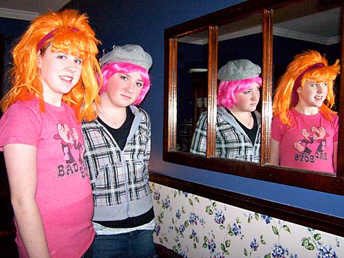 girls sleepover - wigs and makeup