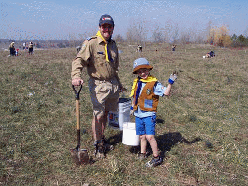 Boy Scouts participated in the Acton Quarry's tree planting as part of the 2008 Earth Week Celebrations