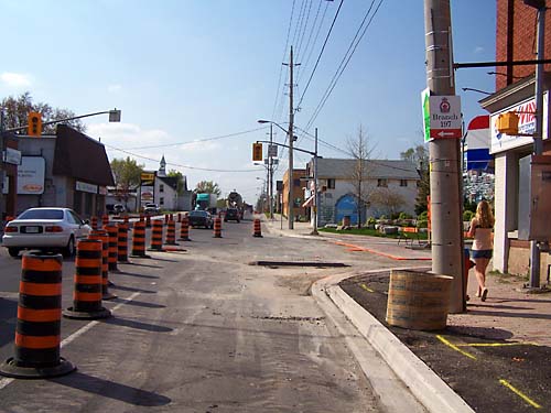 Main Street at Mill Street - intersection under repair, Acton, Ontario