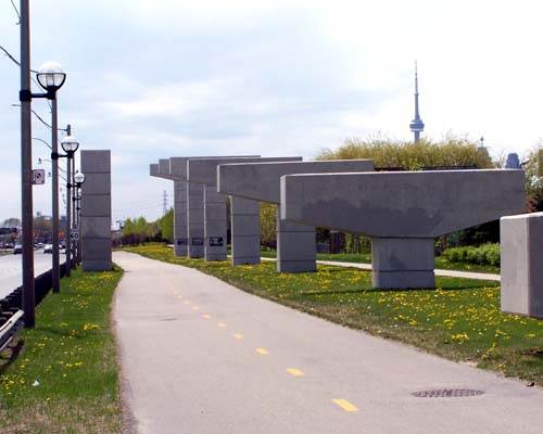 Gardiner Expressway remnants on Lakeshore Blvd in Toronto. Sculpture?