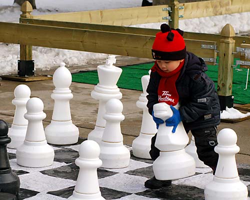 2008 Toronto Wintercity Festival - very large chess set with child moving knight