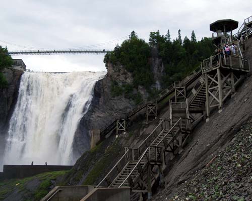 Montmorency Falls and the stairs leading to the top of the canyon, Quebec.