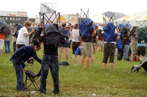 rain pours down at the Quebec International Air Show 2008