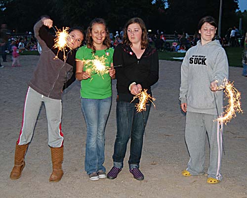 playing with sparklers waiting for the Acton 2008 Canada Day fireworks