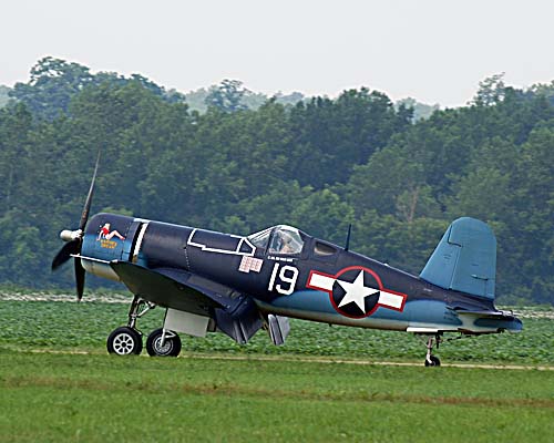 2008 Geneseo Airshow - the Corsair takes off from the grass runway