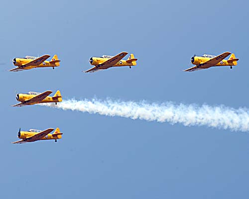 2008 Geneseo Airshow - Harvard planes at the start of the missing man formation