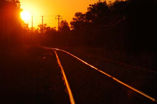 Railway tracks heading into the sunset, Acton, Ontario