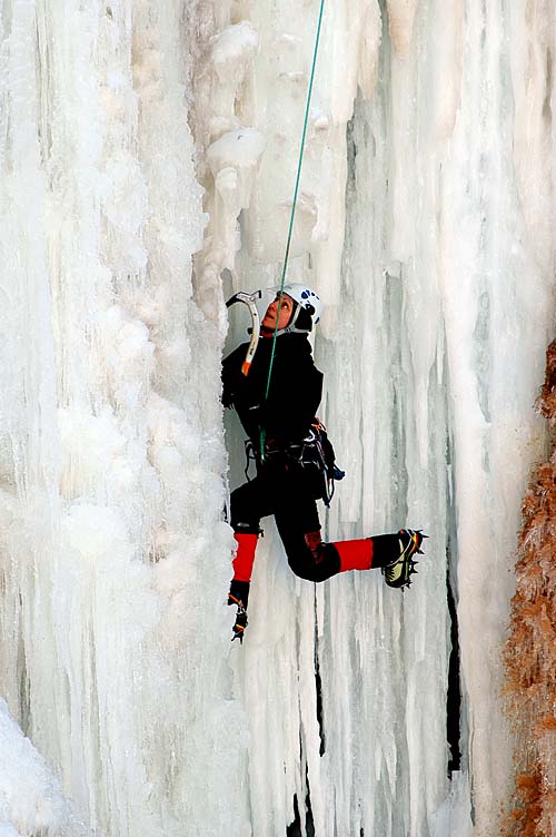 Ice climber at Tiffany Falls, Hamilton, Ontario