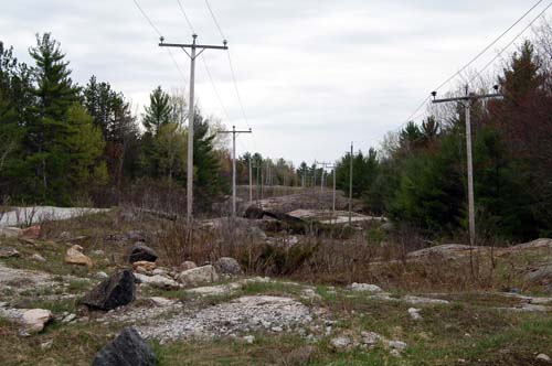 rolling service road  for hydro poleline over the rocks of the Canadian Shield