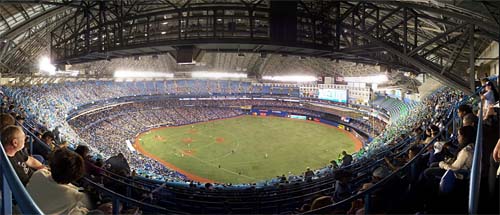 Toronto Blue Jays vs Tampa Bay Devil Rays MLB baseball game at the Rogers Centre, Toronto, Ontario