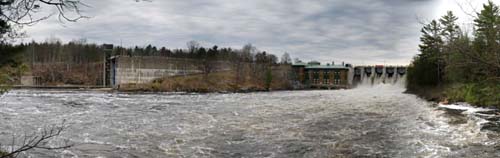 Panorama of Swift Rapids Dam and Locks on Trent - Severn Waterway, Ontario