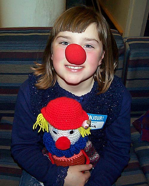 Erin wears her red nose for lighten up Canada