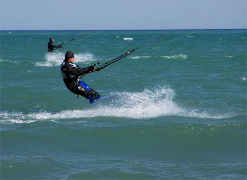 Kite surfers at Ashbridges Bay, Toronto, Ontario