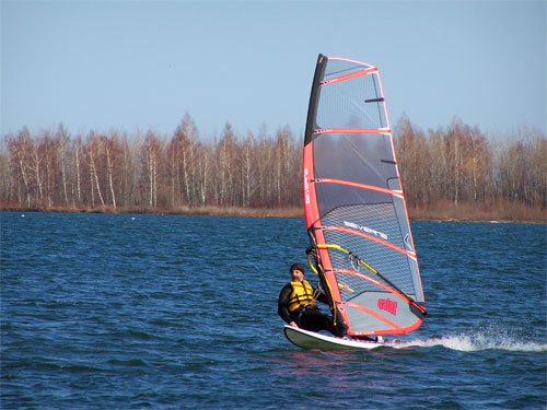 wind surfer at Cherry Beach, Toronto, Ontario