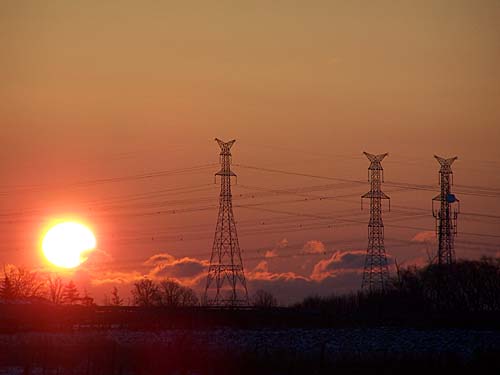 sunrise and hydro transmission lines